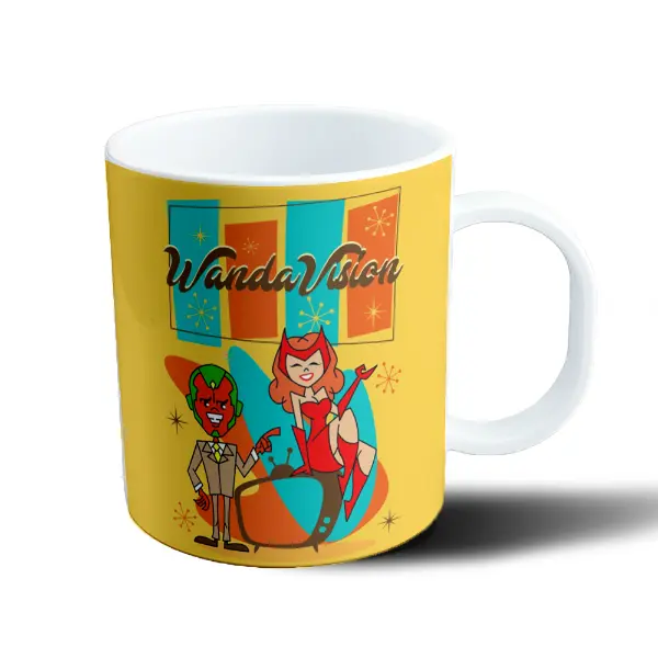 Taza de Plástico WandaVision Vision y Scarlet Witch Retro