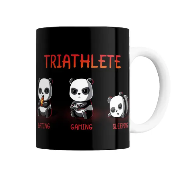 Taza de Cerámica Pandas Eating Gaming Sleeping Triathlete
