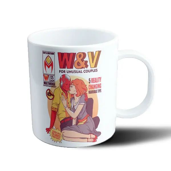 Taza de Plástico WandaVision Vision y Scarlet Witch Revista Retro