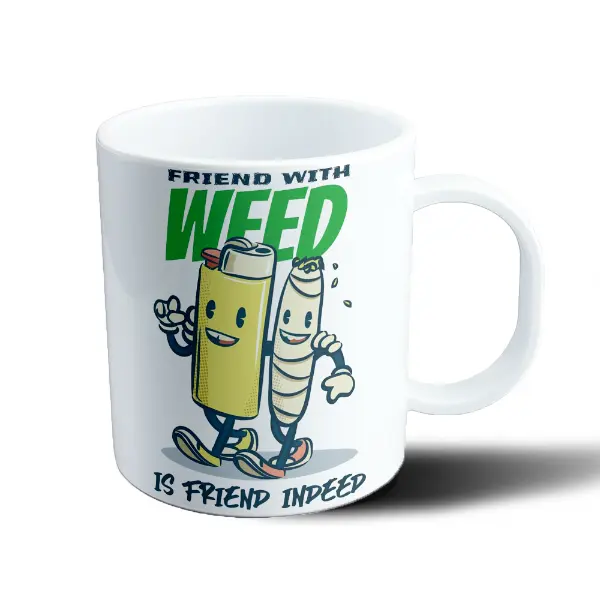 Taza de Plástico Friend with Weed Is Friend Indeed Encendedor y Porro