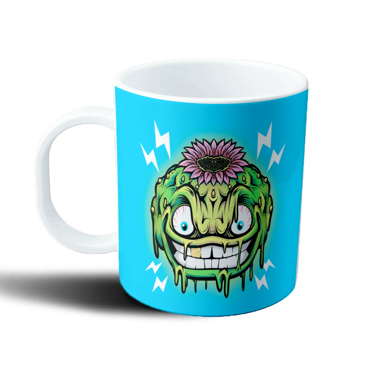Taza de Plástico Weed Monstruo Verde Sonriente con Flor - vista 2