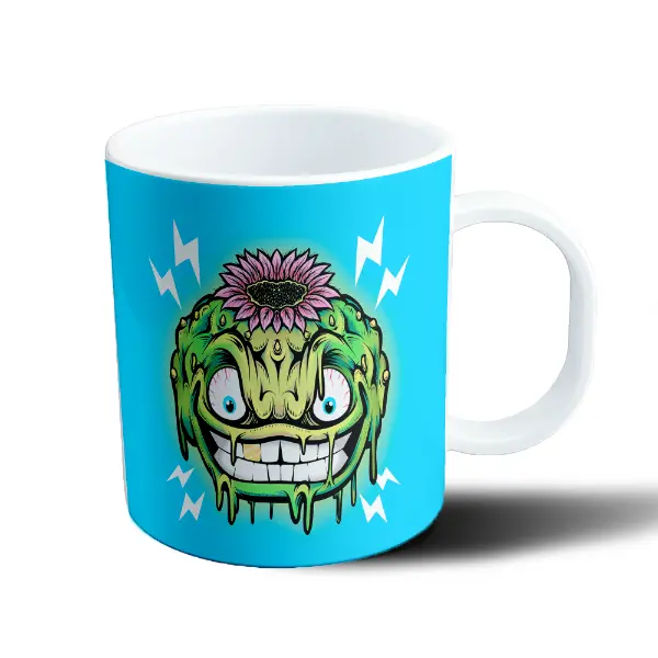 Taza de Plástico Weed Monstruo Verde Sonriente con Flor