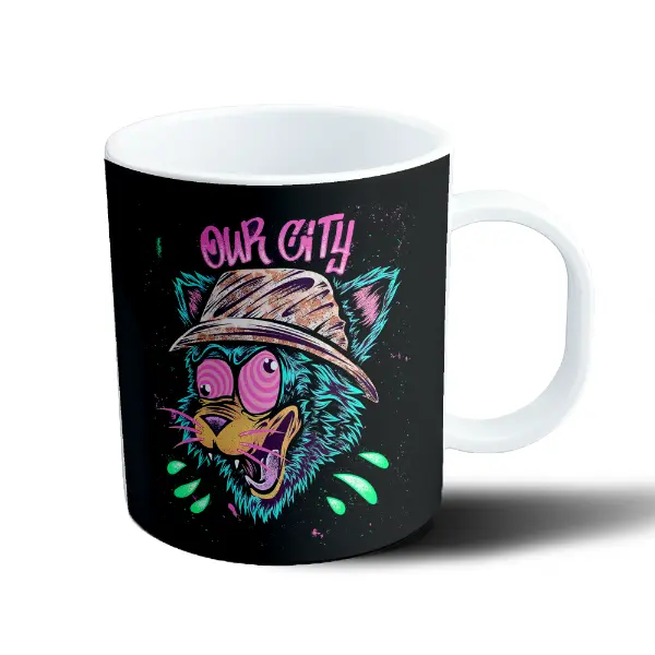 Taza de Plástico Weed Our City Gato con Sombrero