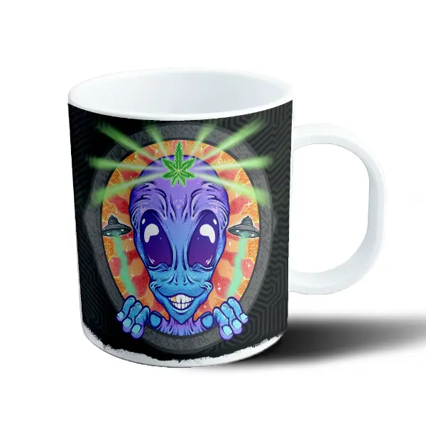Taza de Plástico Alien Marihuana Ovnis