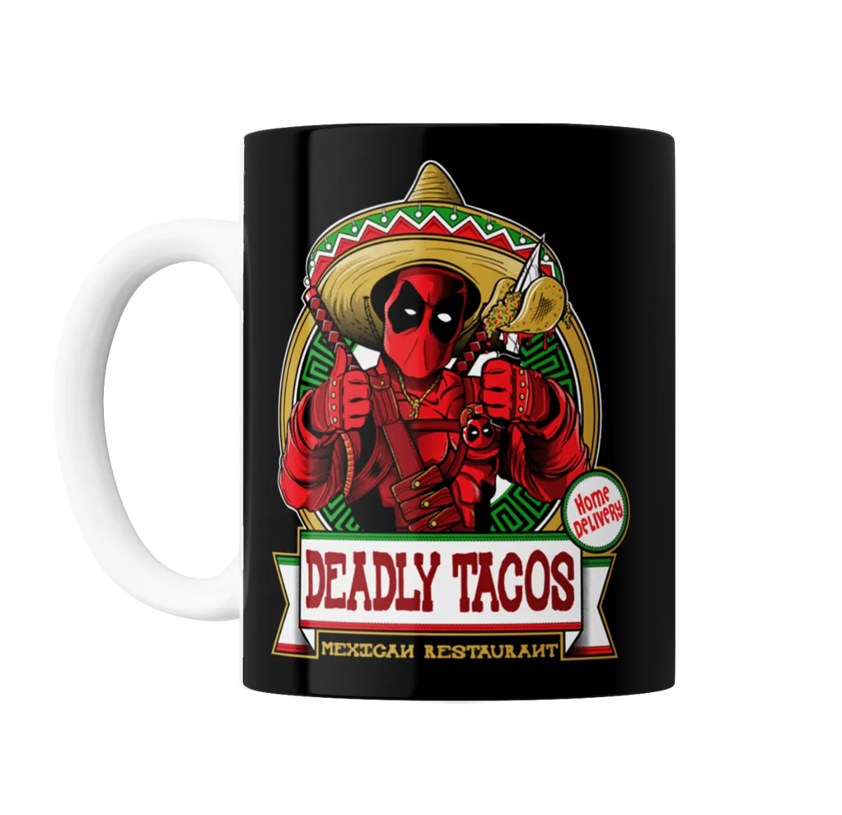 Taza de Cerámica Deadpool Deadly Tacos Mexican Restaurant - vista 2