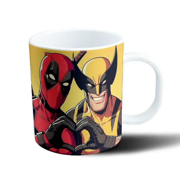 Taza de Plástico Marvel Deadpool y Wolverine Corazones