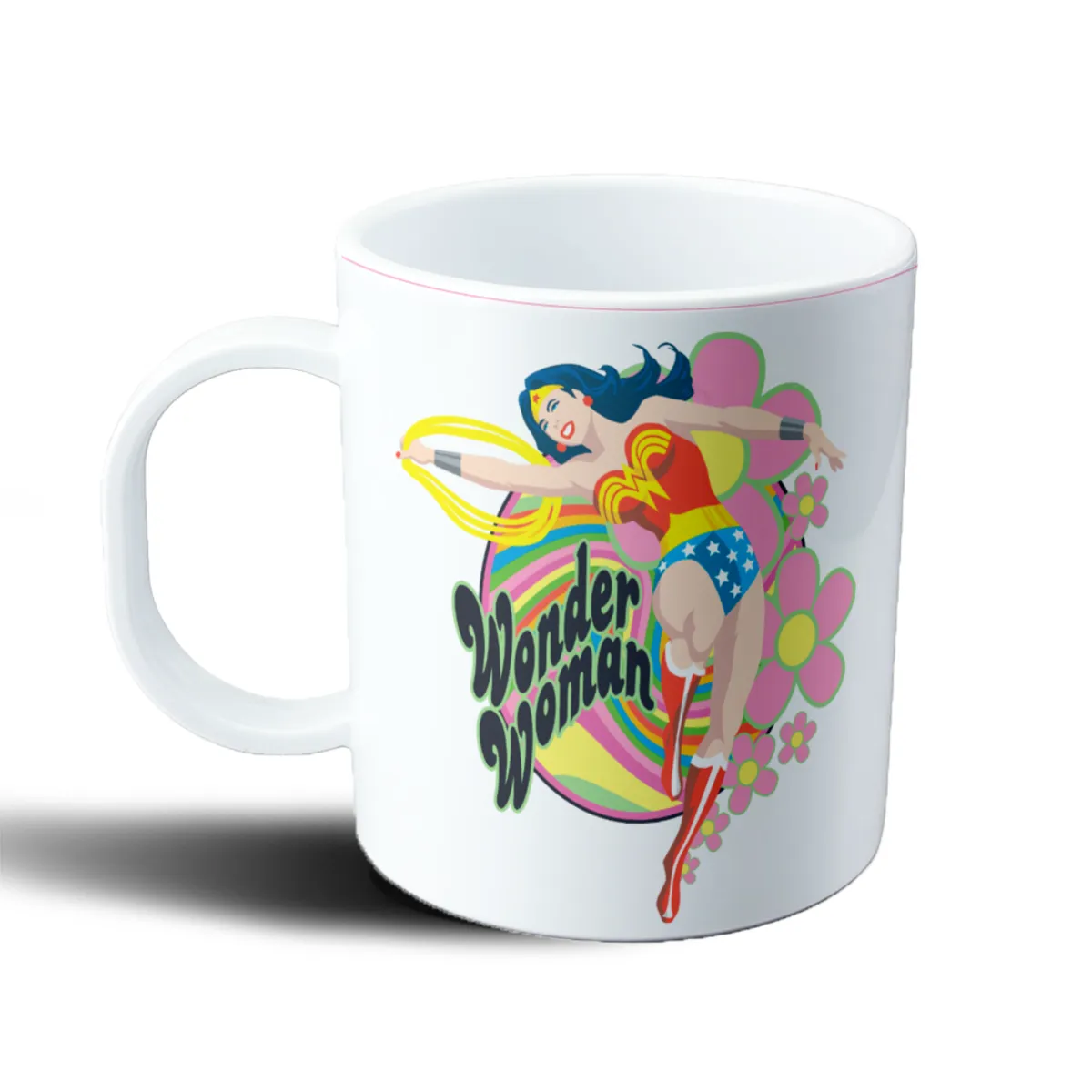 Taza de Plástico Wonder Woman Retro Flores Arcoíris - vista 2