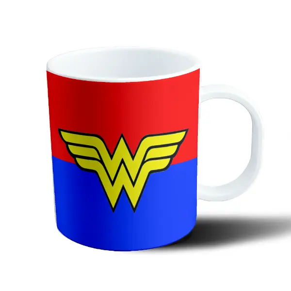 Taza de Plástico Wonder Woman Logo Rojo y Azul