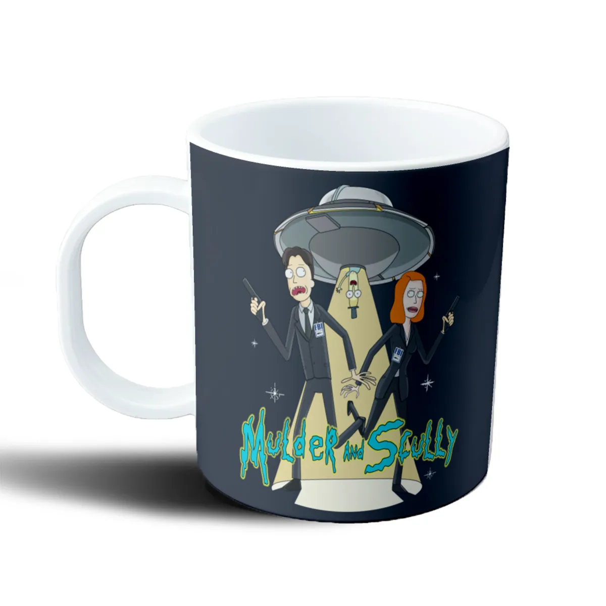 Taza de Plástico X Files Mulder y Scully Estilo Rick and Morty - vista 2