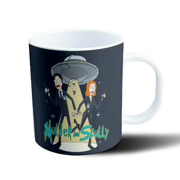Taza de Plástico X Files Mulder y Scully Estilo Rick and Morty