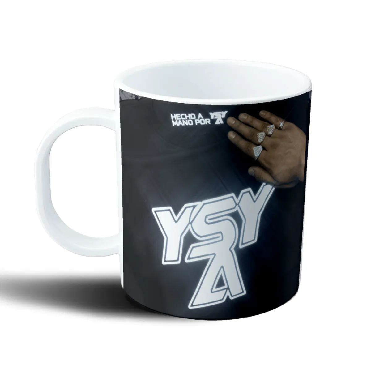 Taza de Plástico Ysy A Logo Neón con Mano y Anillos - vista 2
