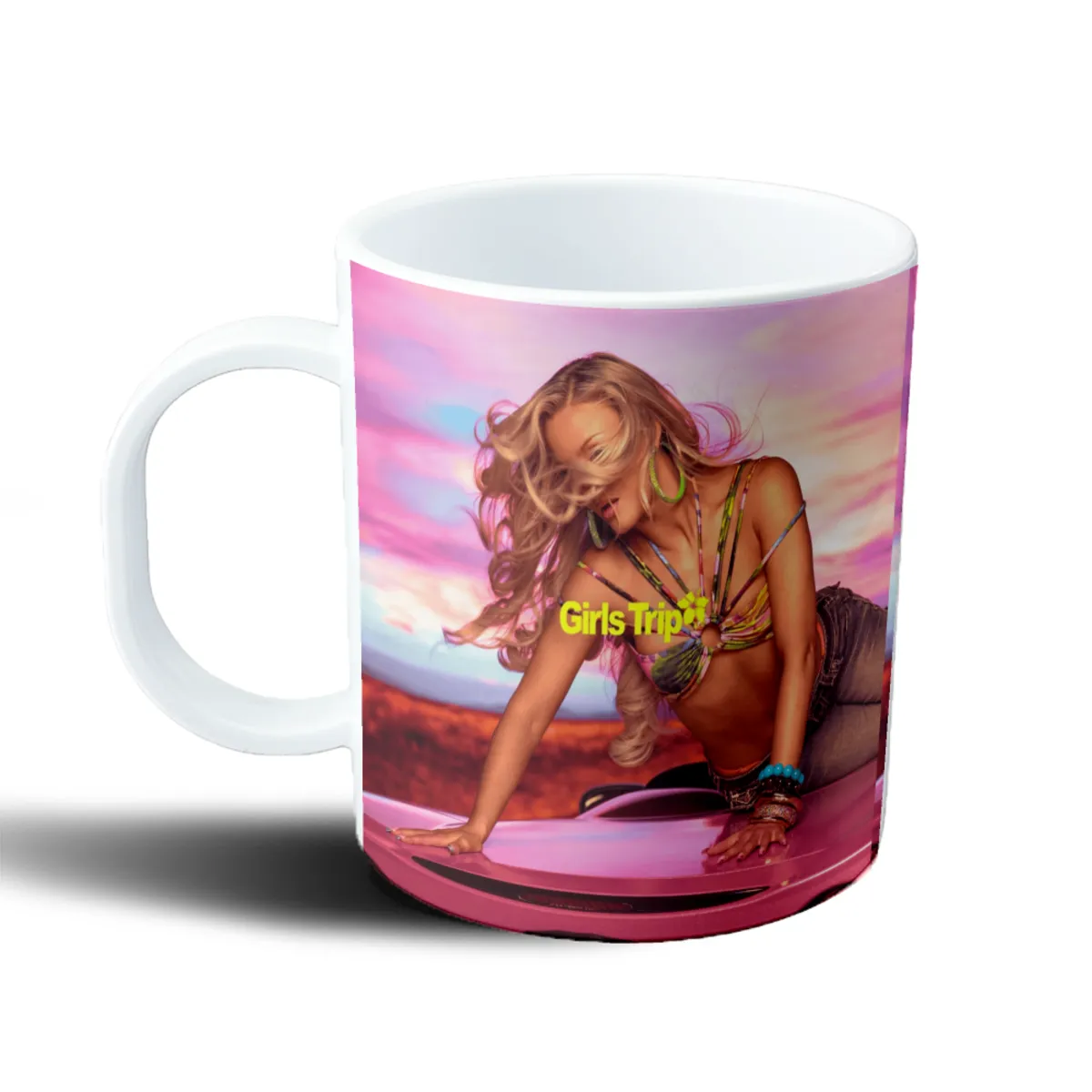 Taza de Plástico Zara Larsson Girls Trip Chica Rubia en Auto Rosa - vista 2