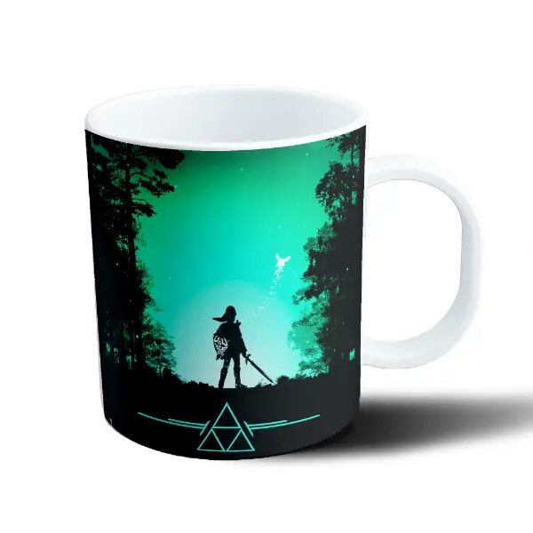 Taza de Plástico Zelda Link Silueta Triforce Verde