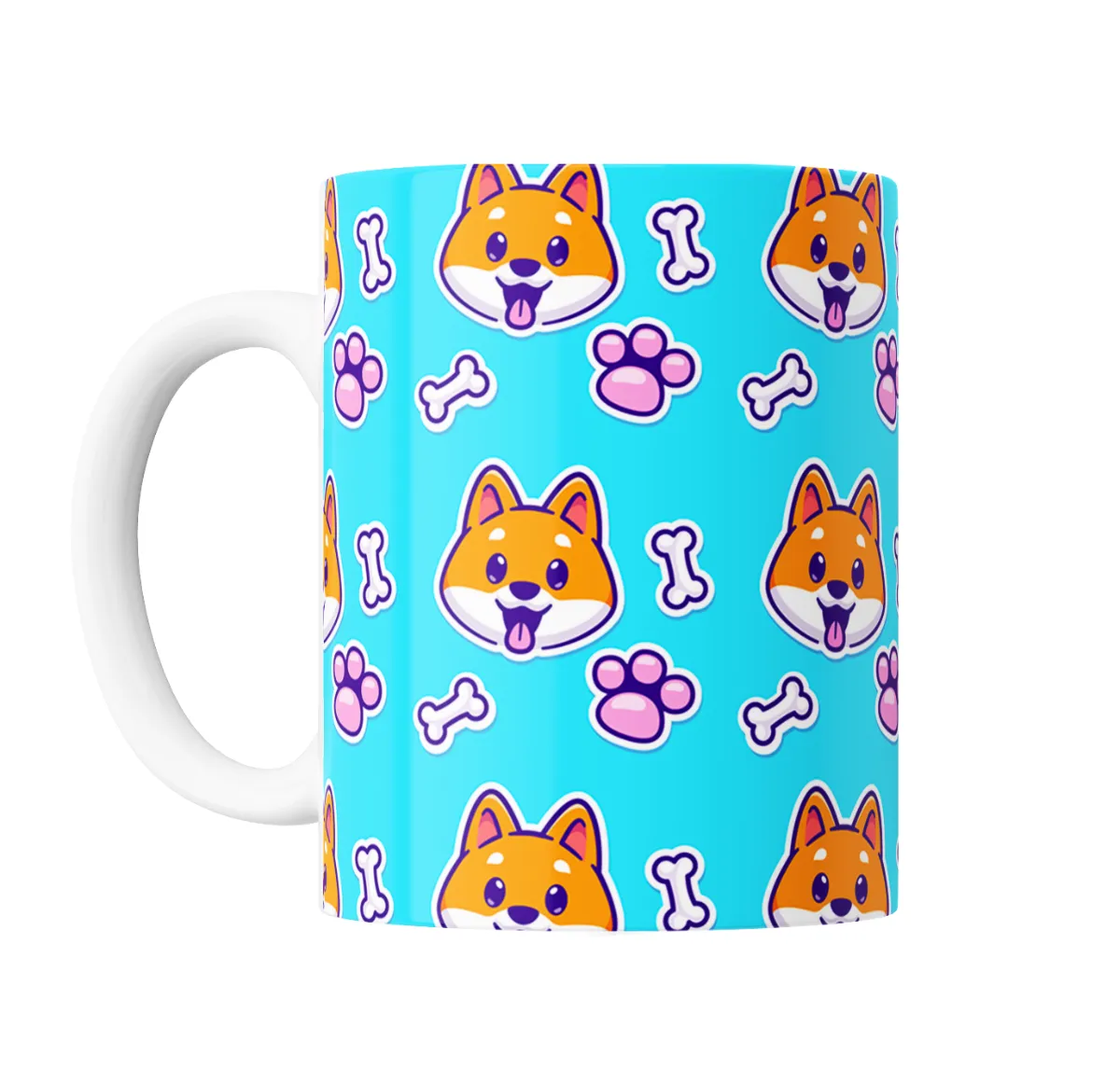 Taza de Cerámica Animalitos Perritos Shiba Inu con Huesos y Patitas - vista 2