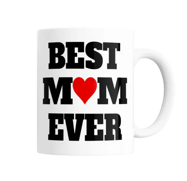 Taza de Cerámica Best Mom Ever con Corazón