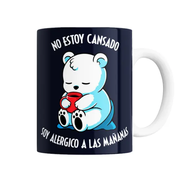 Taza de Cerámica Oso Polar No Estoy Cansado Soy Alérgico a las Mañanas