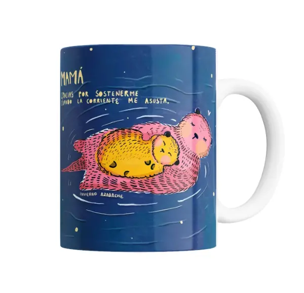 Taza de Cerámica Mamá Gracias por Sostenerme Ositos en la Corriente