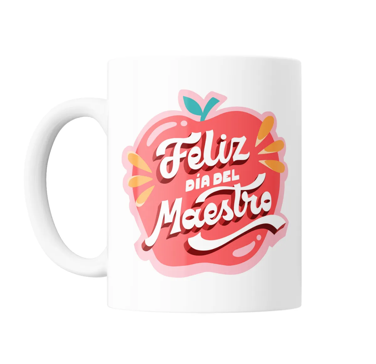 Taza de Cerámica Feliz Día del Maestro Manzana Roja - vista 2