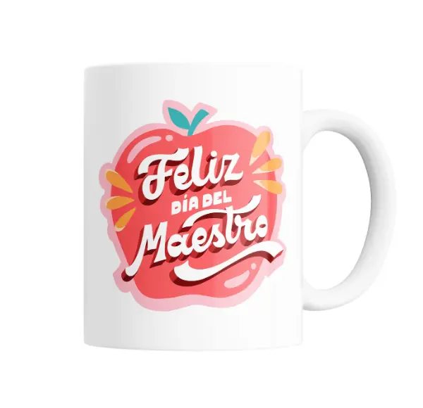 Taza de Cerámica Feliz Día del Maestro Manzana Roja