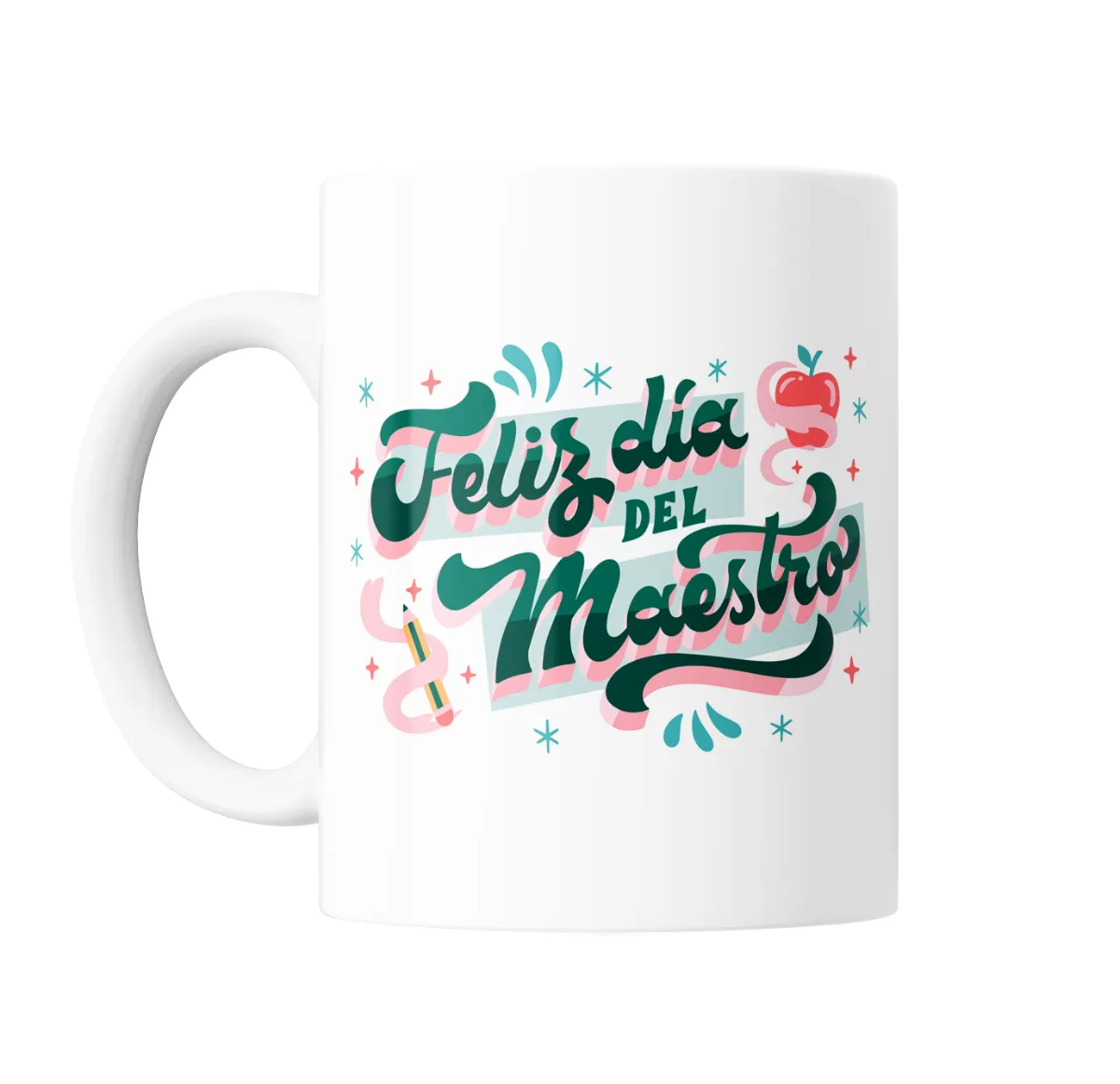 Taza de Cerámica Feliz Día del Maestro Diseño Tipográfico - vista 2