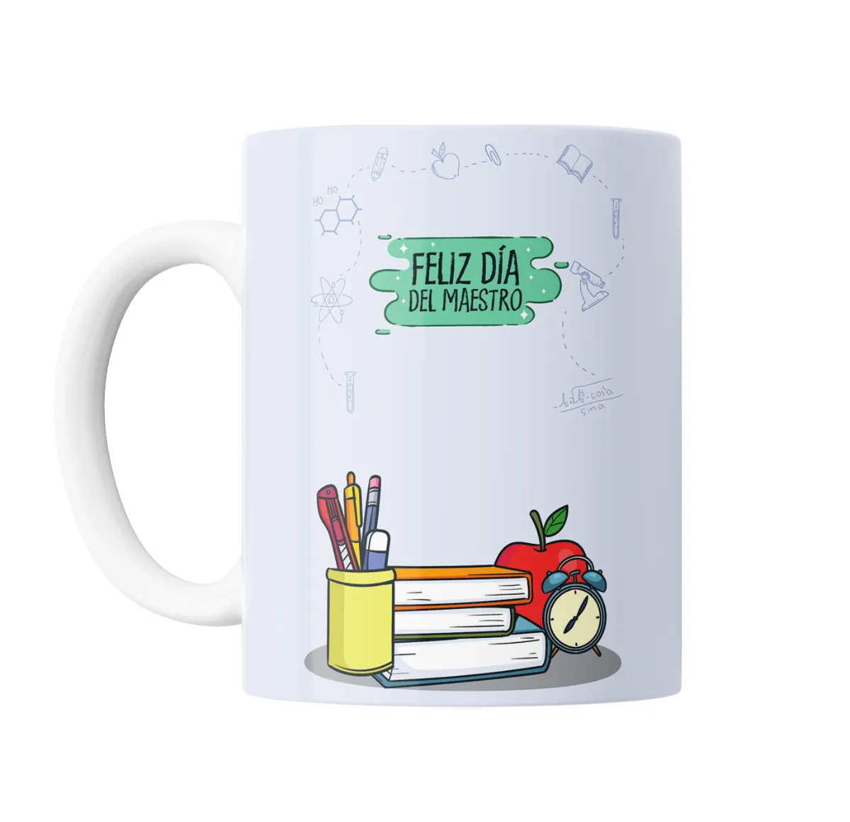 Taza de Cerámica Feliz Día del Maestro Útiles y Libros - vista 2