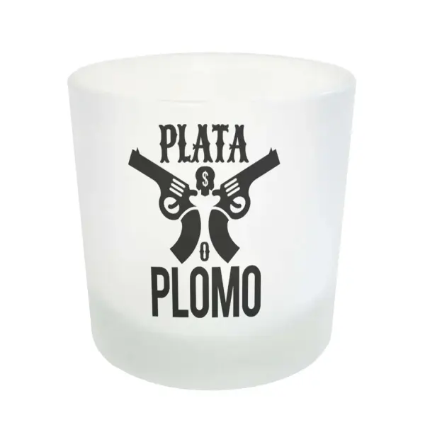 Vaso de Whisky Plata o Plomo Pistolas y Calavera