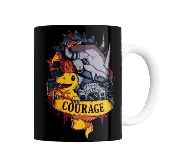 Taza de Cerámica Digimon Courage Agumon y Garurumon