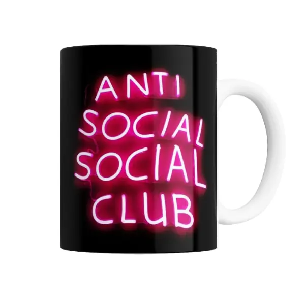 Taza de Cerámica Anti Social Social Club Neón Rosa