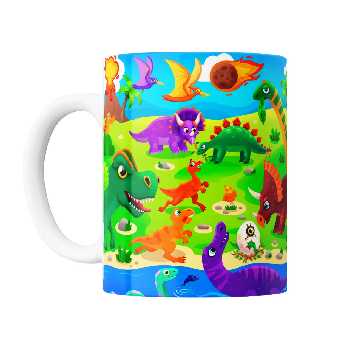Taza de Cerámica Dinosaurios Dibujos Coloridos Mundo Jurásico - vista 2