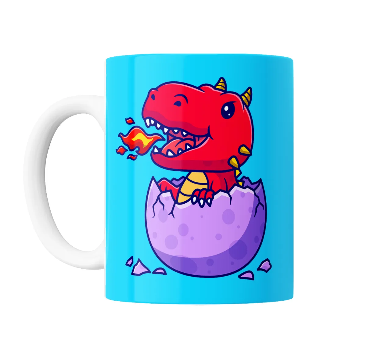 Taza de Cerámica Dinosaurio Bebé Rojo Saliendo del Huevo - vista 2