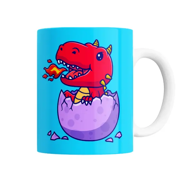Taza de Cerámica Dinosaurio Bebé Rojo Saliendo del Huevo