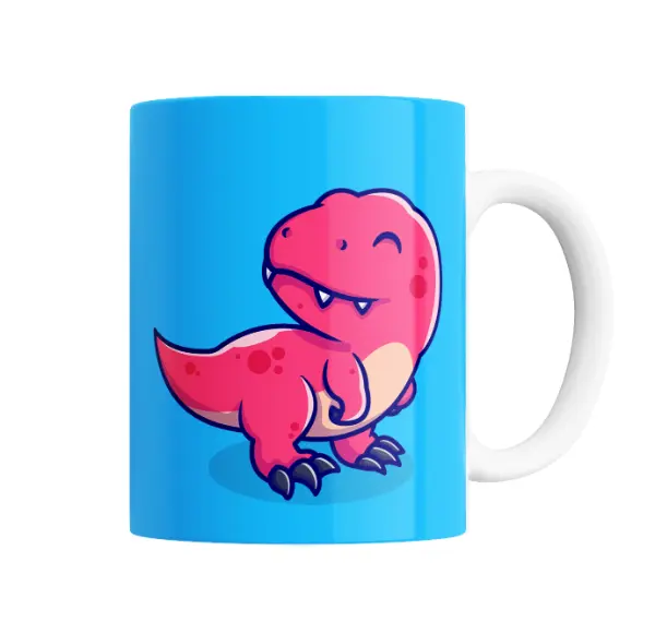 Taza de Cerámica Dinosaurio Rosa Kawaii