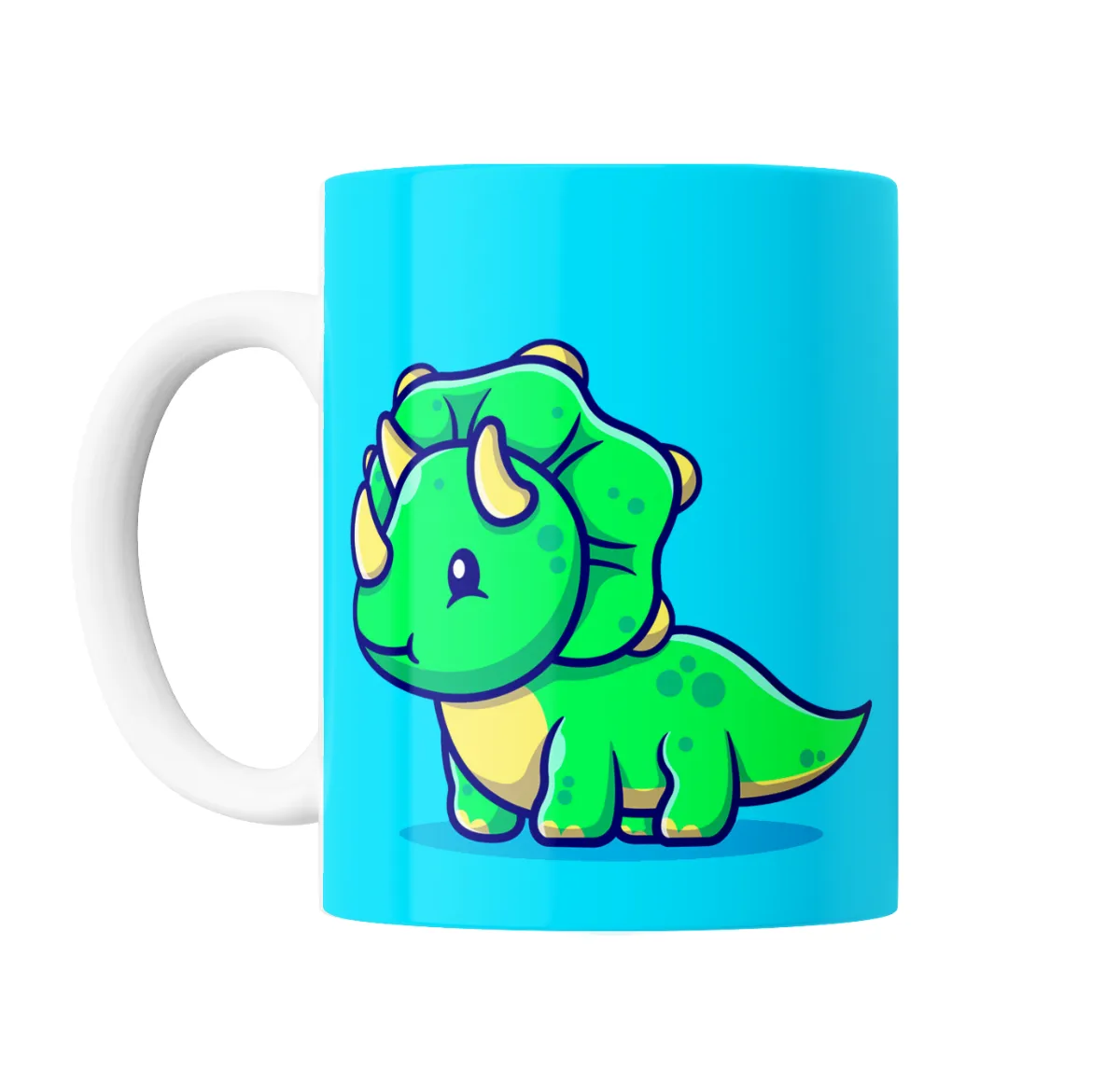 Taza de Cerámica Dinosaurio Triceratops Bebé Verde - vista 2