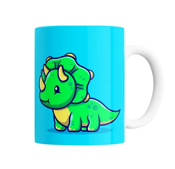 Taza de Cerámica Dinosaurio Triceratops Bebé Verde