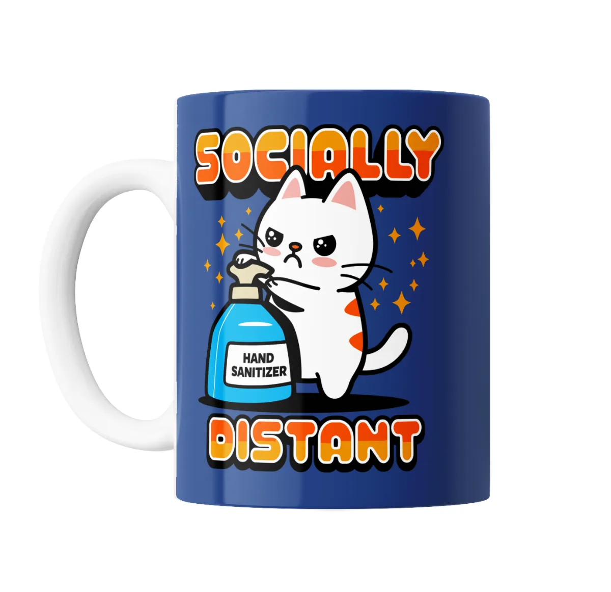Taza de Cerámica Socially Distant Gato con Alcohol en Gel - vista 2