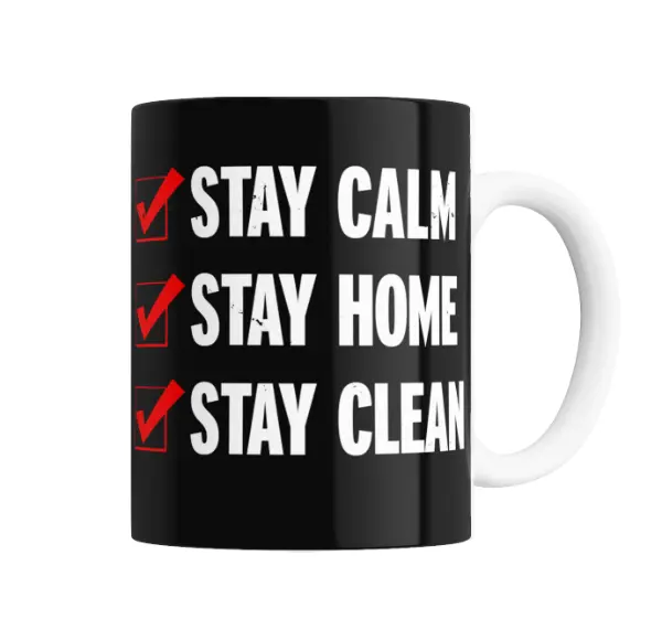 Taza de Cerámica Stay Calm Stay Home Stay Clean