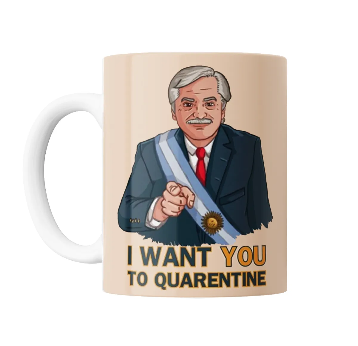 Taza de Cerámica Presidente Alberto Fernandez Distanciamiento Social I Want You to Quarantine - vista 2