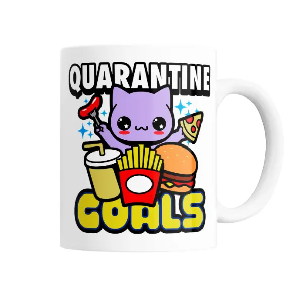 Taza de Cerámica Quarantine Goals Gatito Comida Rápida