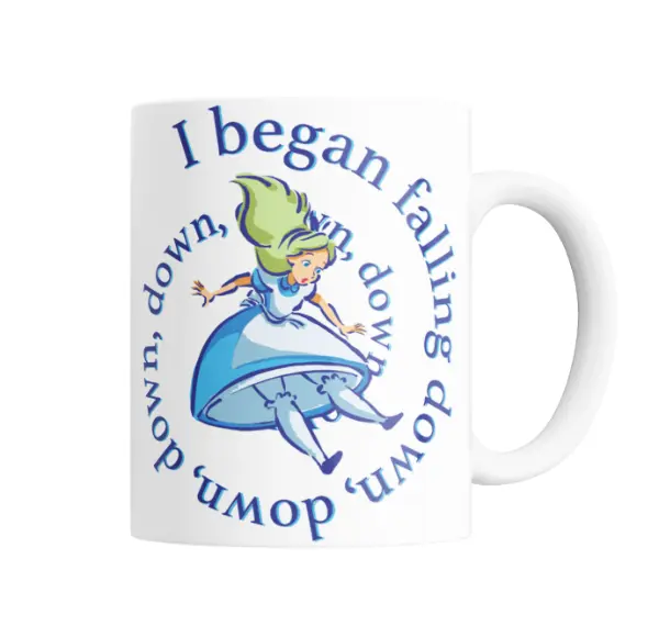 Taza de Cerámica Alicia en el País de las Maravillas Cayendo