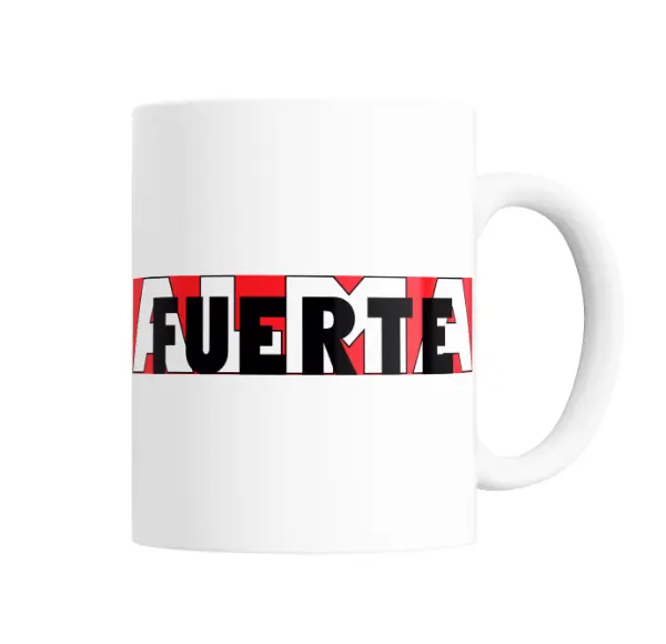 Taza de Cerámica Alma Fuerte Rojo y Blanco