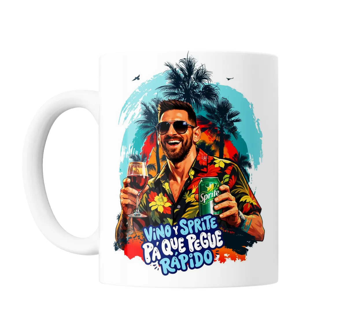Taza de Cerámica Messi Vino y Sprite Pá Que Pegue Rápido - vista 2