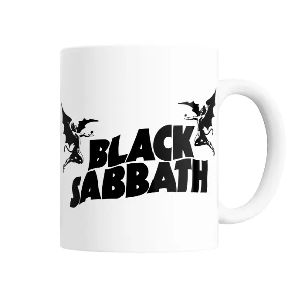 Taza de Cerámica Black Sabbath Logo con Figuras Aladas