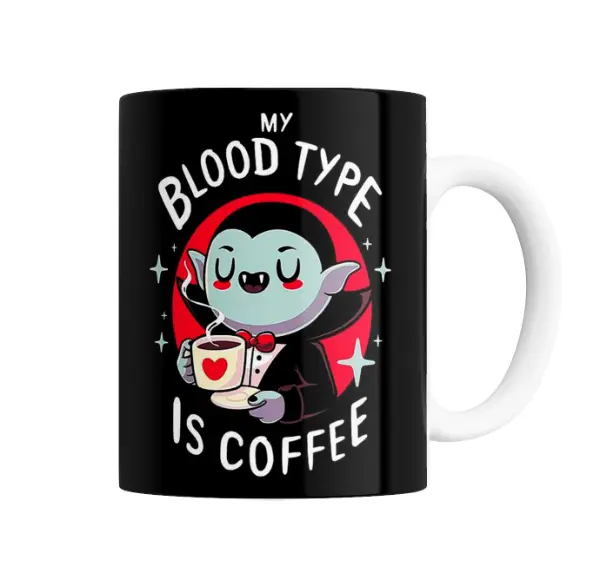 Taza de Cerámica Dracula Vampiro Tomando Café