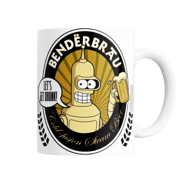 Taza de Cerámica Futurama Bender Benderbräu Cerveza