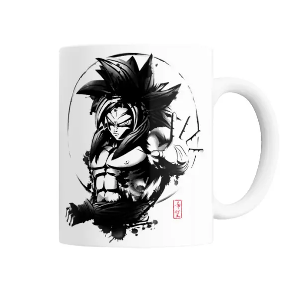 Taza de Cerámica Dragon Ball Goku SSJ4 Estilo Sumi-e