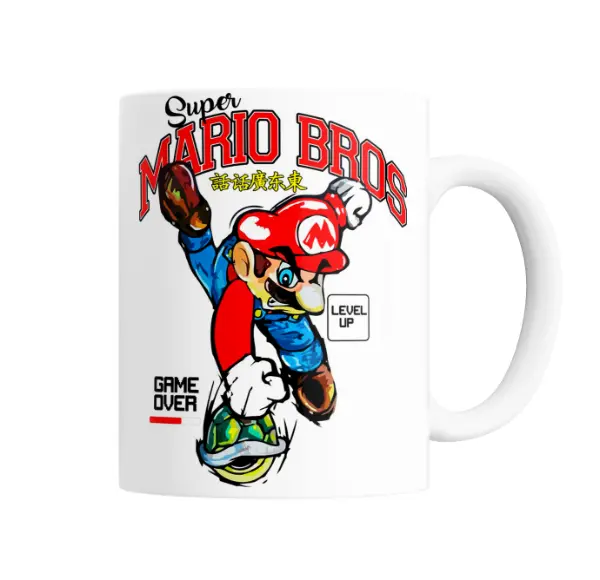 Taza de Cerámica Mario Bros Super Mario Level Up Game Over