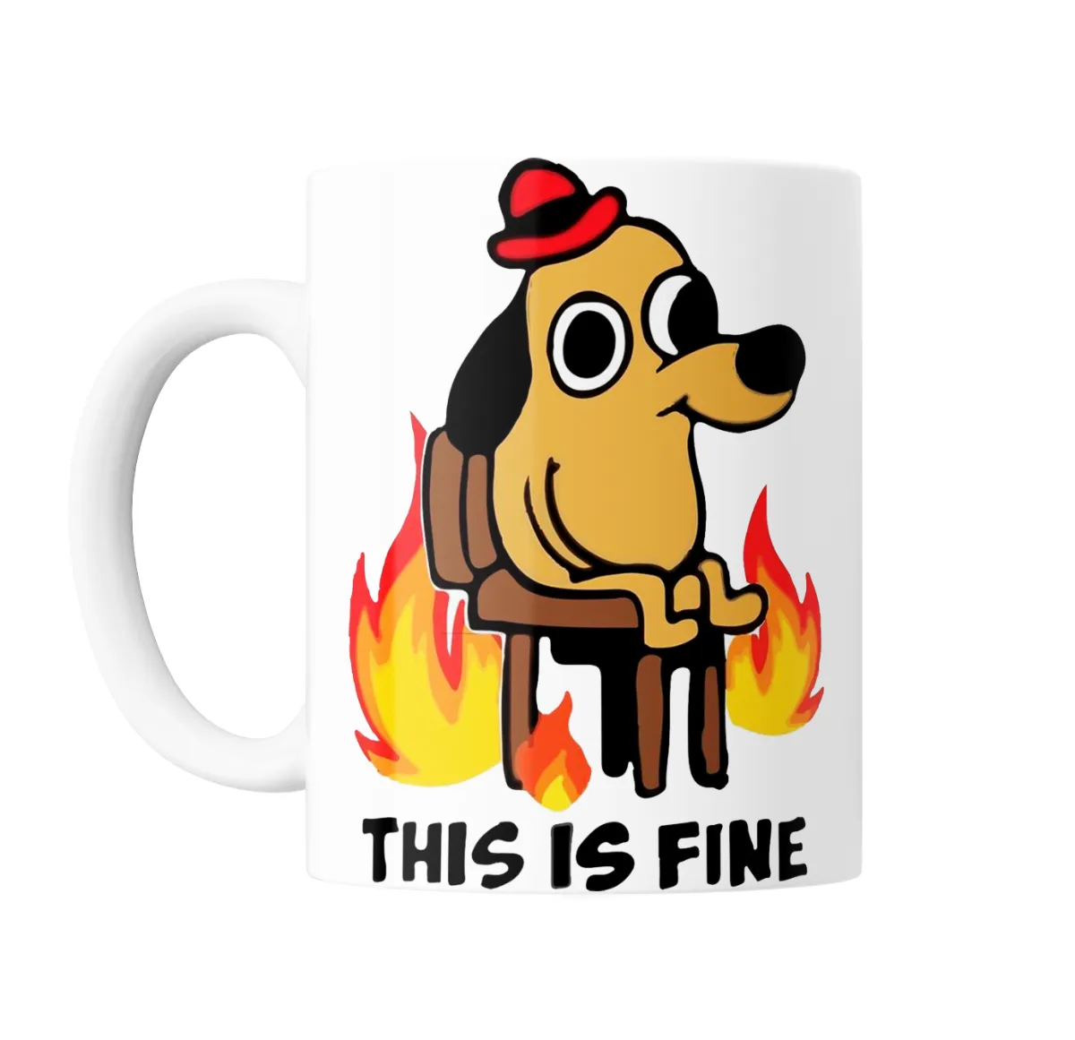 Taza de Cerámica This Is Fine Perro Meme - vista 2