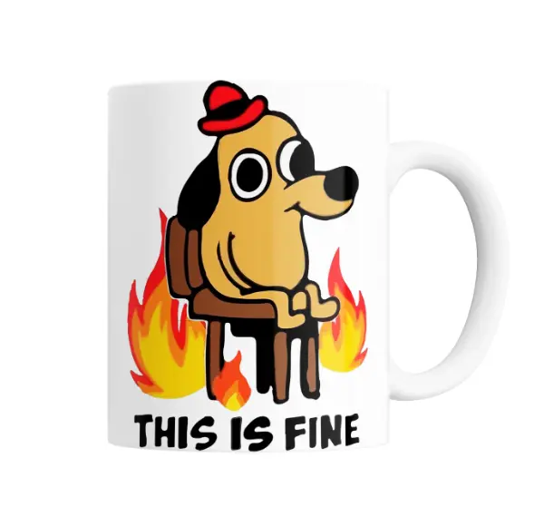 Taza de Cerámica This Is Fine Perro Meme