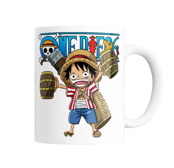 Taza de Cerámica One Piece Luffy Chibi con Barriles