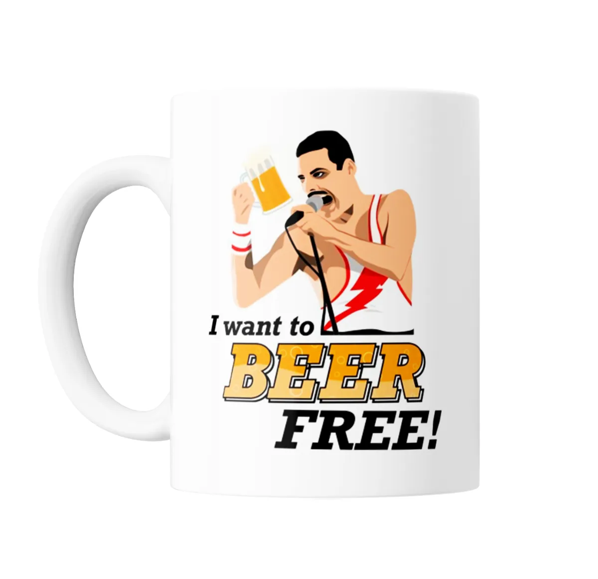 Taza de Cerámica Queen Freddie Mercury I Want to Beer Free - vista 2
